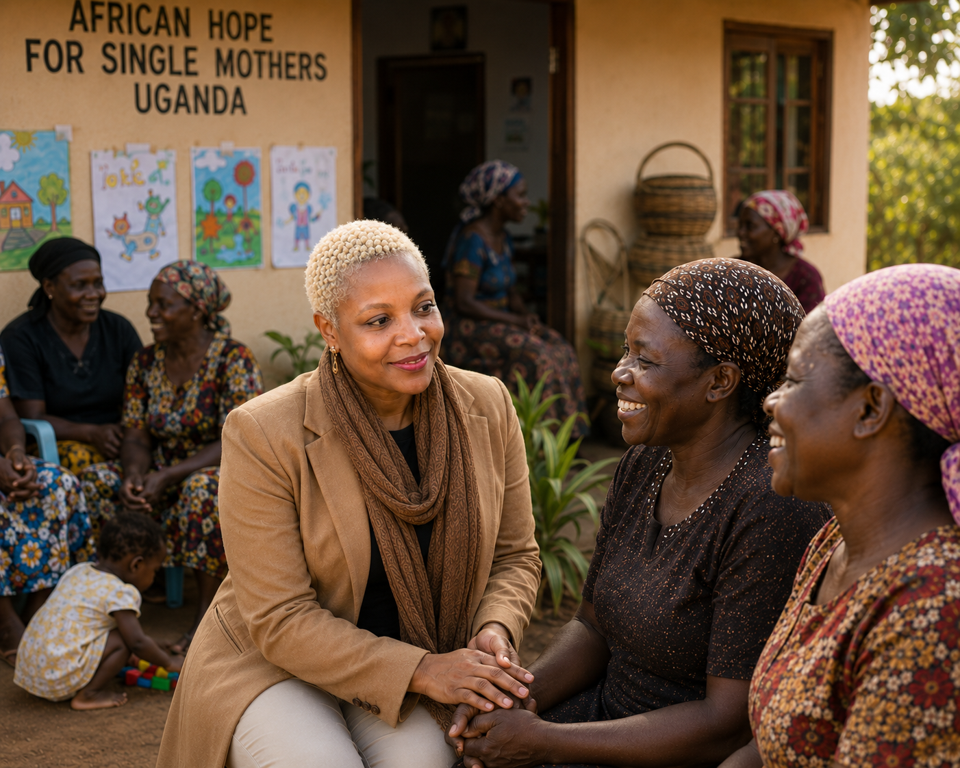 Ritah with a women's cooperative in rural Uganda