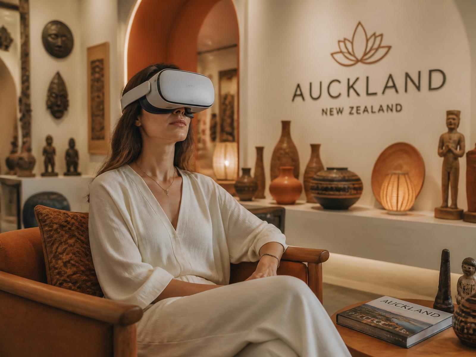 Traveller previewing Uganda in a VR headset